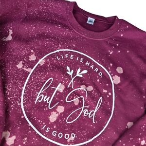 Unisex Bleached Maroon Graphic Sweatshirt Nwot